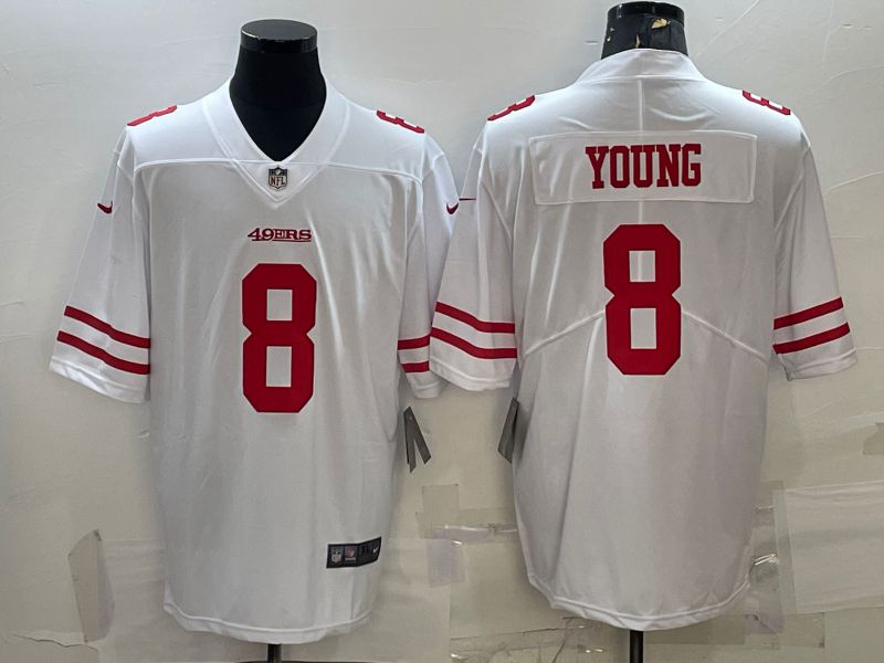 Men San Francisco 49ers 8 Young Nike White Vapor Limited 2022 NFL Jersey